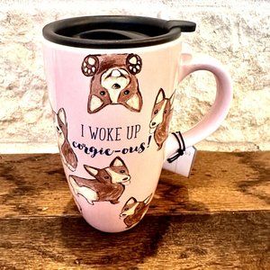 NWT Corgi - "| Woke Up Corgie-ous!" Coffee Cup Travel Mug w/Lid